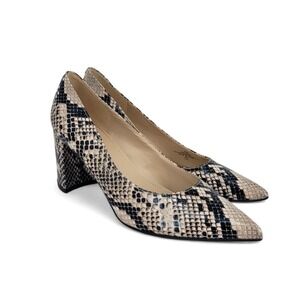 Marc Fisher Claire Pumps Women's 6.5 M Snakeskin Print‎ Pointed Toe Block Heel